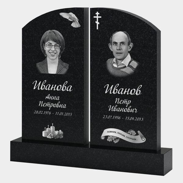 Памятник на могилу (30-116) «Семейный двойной с полукруглой формой» 30-116