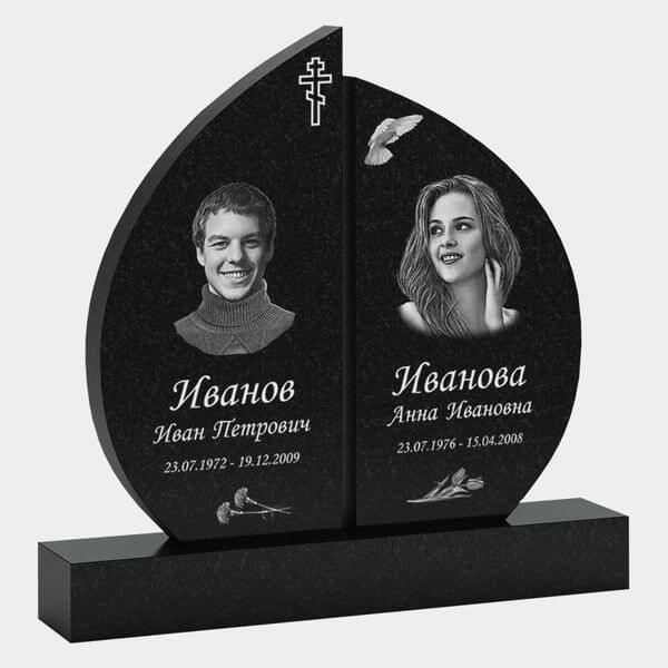 Памятник на могилу (30-118) «Семейный двойной с полукруглой формой» 30-118