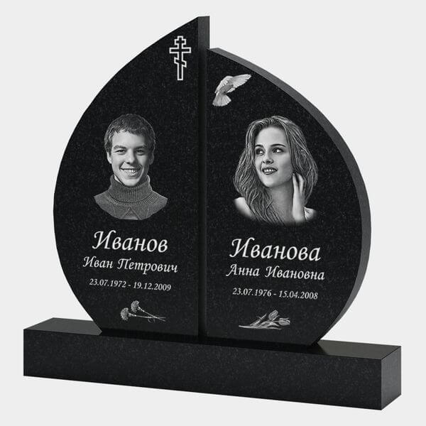 Памятник на могилу (30-118) «Семейный двойной с полукруглой формой» 30-118