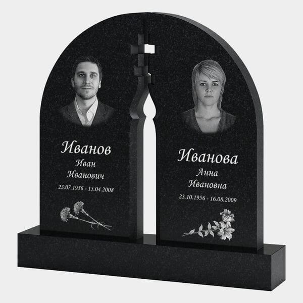 Памятник на могилу (30-132) «Двойной арочный с вырезом свечи» 30-132