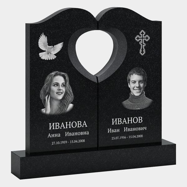 Памятник на могилу (30-134) «Двойной с вырезом в форме сердца» 30-134