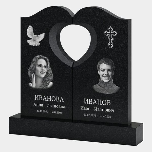 Памятник на могилу (30-134) «Двойной с вырезом в форме сердца» 30-134