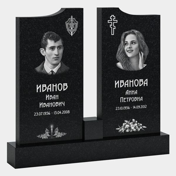 Памятник на могилу (30-140) «Двойной с изогнутыми стелами» 30-140