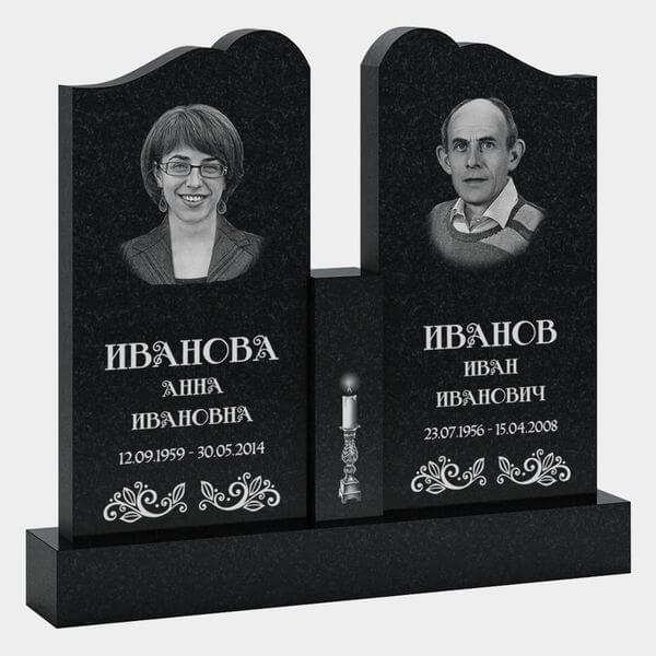 Памятник на могилу (30-148) «Семейный двойной с плавными формами» 30-148