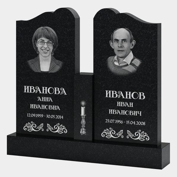 Памятник на могилу (30-148) «Семейный двойной с плавными формами» 30-148