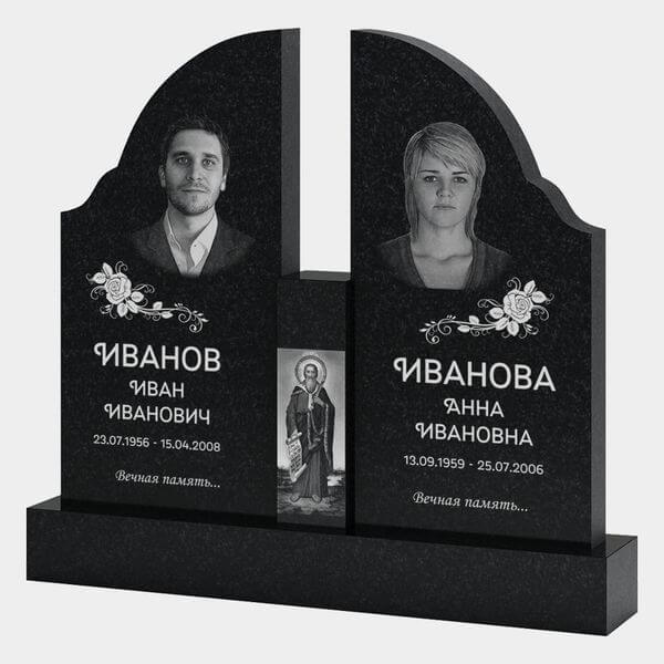 Памятник на могилу (30-150) «Двойной с плавными арочными формами» 30-150
