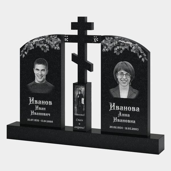 Памятник на могилу (30-172) «Двойной с арочными стелами и крестом» 30-172