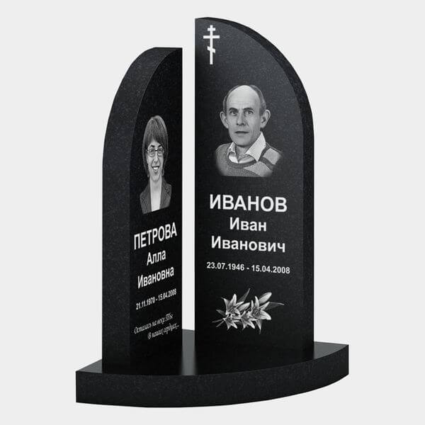 Памятник на могилу (30-200) «Двойной асимметричный угловой» 30-200