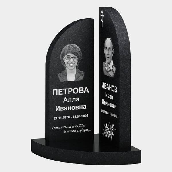 Памятник на могилу (30-200) «Двойной асимметричный угловой» 30-200