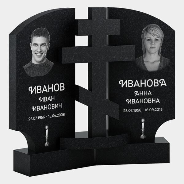 Памятник на могилу (30-208) «Двойной угловой с крестом» 30-208