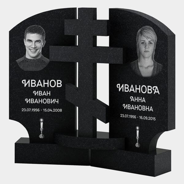 Памятник на могилу (30-208) «Двойной угловой с крестом» 30-208