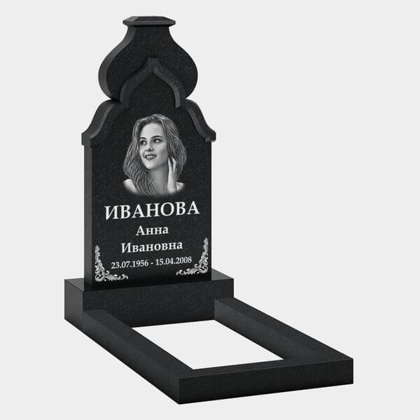 Памятник на могилу (32-122) «Арочный силуэт с декоративным навершием и растительным орнаментом» 32-122