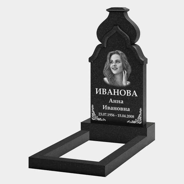 Памятник на могилу (32-122) «Арочный силуэт с декоративным навершием и растительным орнаментом» 32-122